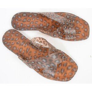 Maurices Paige 8 Brown Leopard Animal Print‎ Flat Crisscross Jelly Sandals Vacay